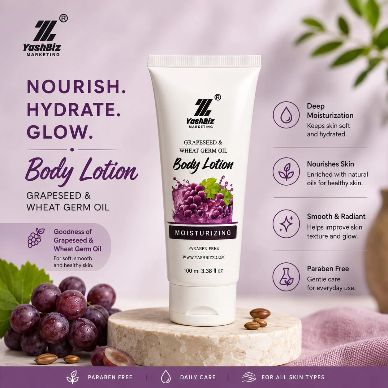 Grape Seed & Wheat Germ Oil Body Lotion - Image 2