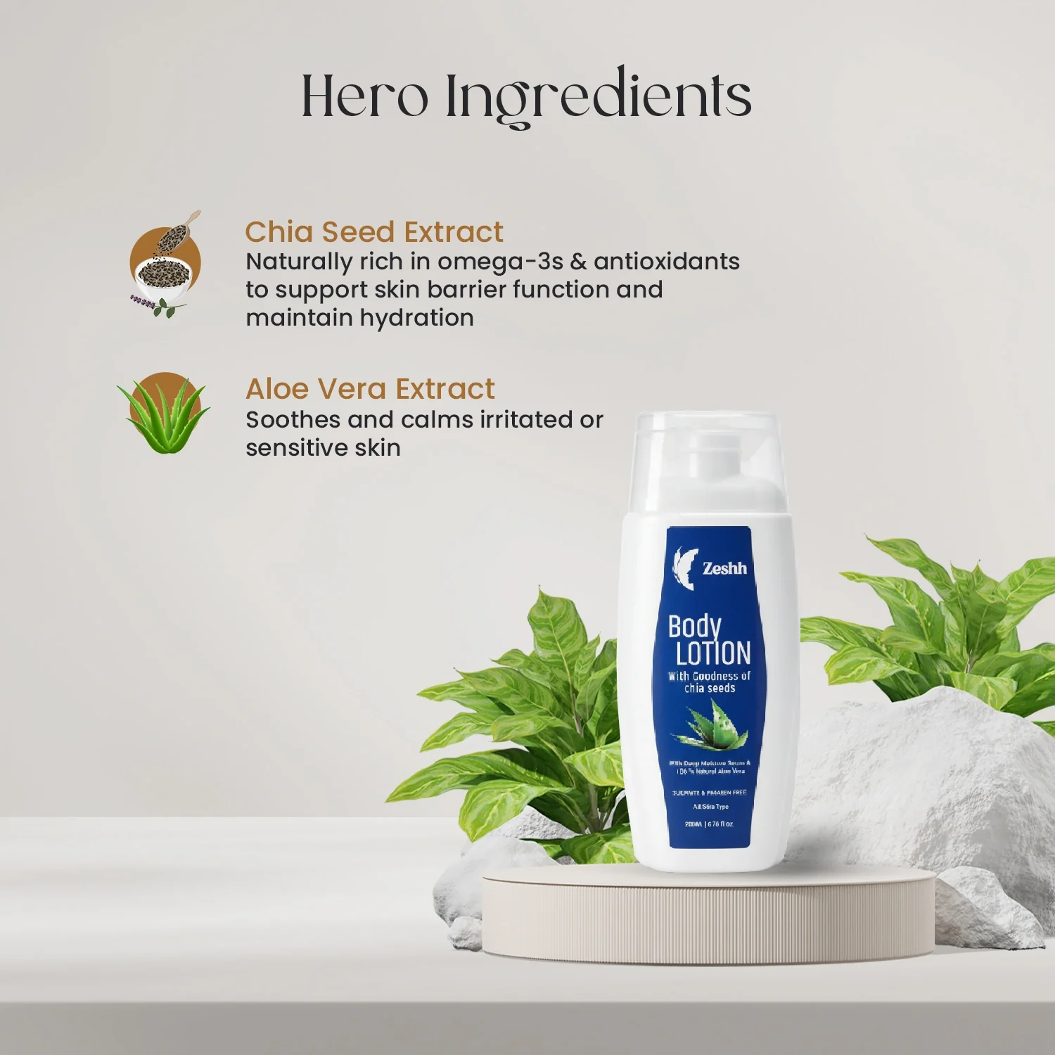 Zeshh Body Lotion with Natural Aloe Vera & Chia Seed Extract - Image 4