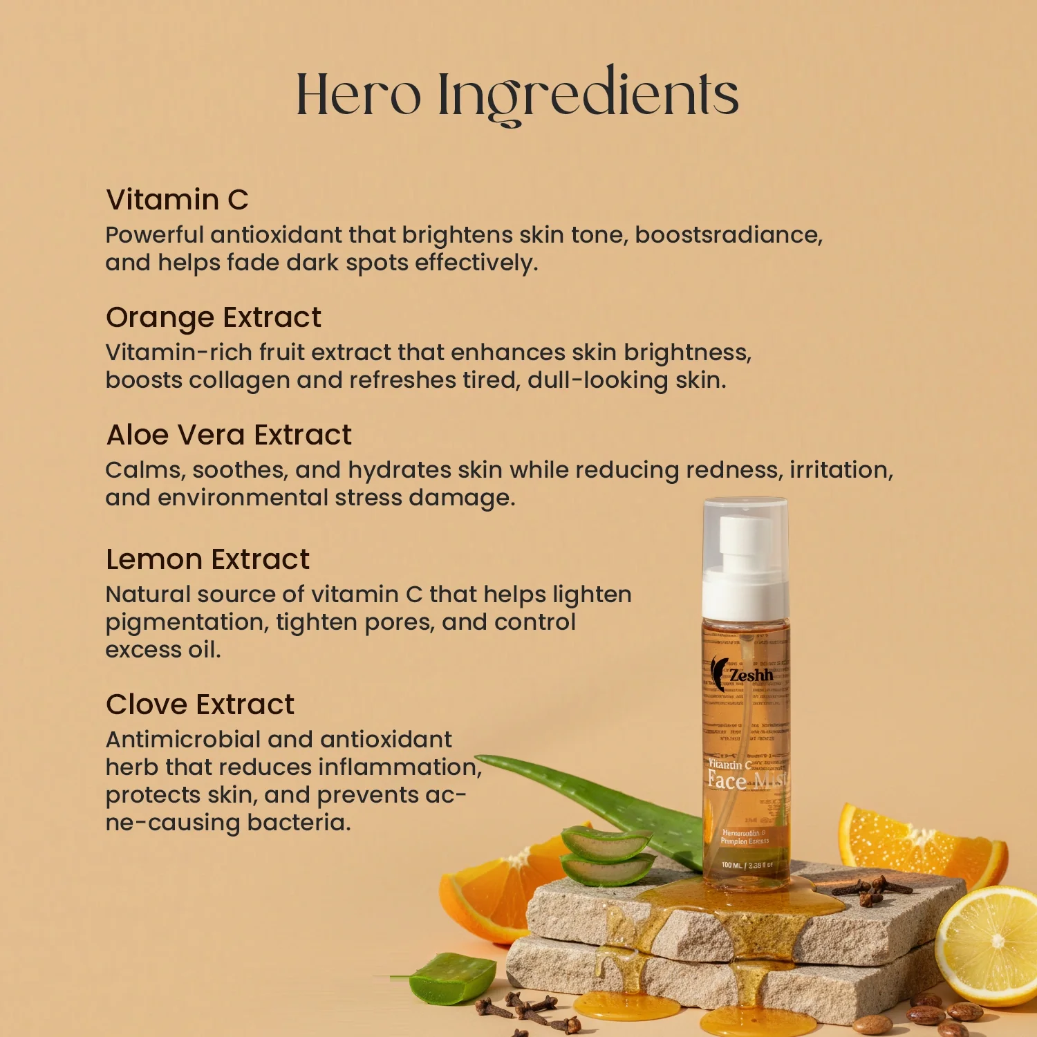 Zeshh Vitamin C Face Mist ā Brightening, Hydrating & Glow-Boosting Facial Mist for Radiant Skin - Image 4